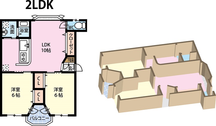 2LDK間取り