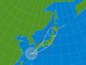 台風進路のイラスト